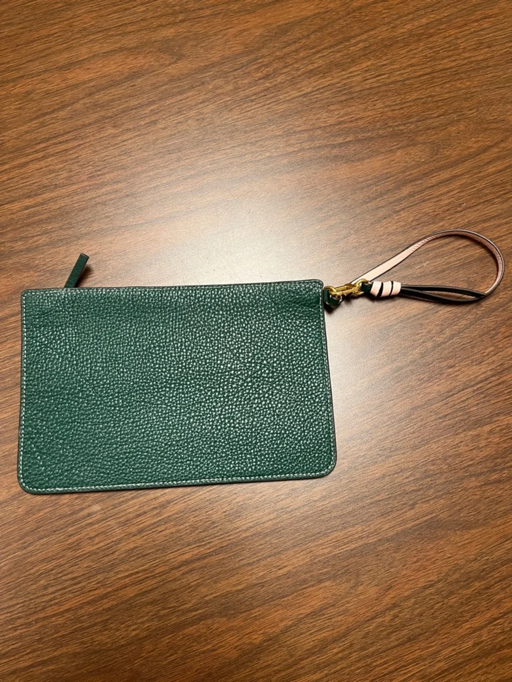Tory Burch Green‎ Pebbled Leather Wristlet Clutch